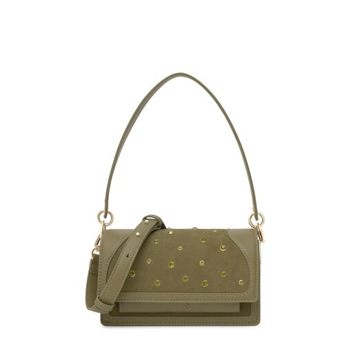 Small olive green Crossbody bag TOUS Audree Strass