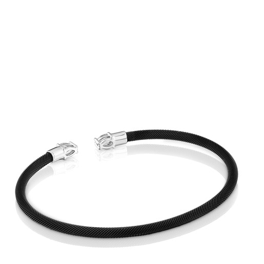Platinum, black steel and lab-grown diamonds Bangle TOUS Mesh LGD