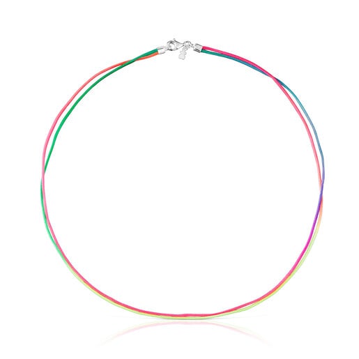 Collier double TOUS Pride en nylon et argent 