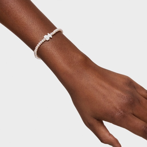 TOUS Sweet Dolls bear Bracelet with pearls and Silver Bear motif
