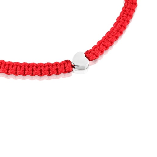 Pulsera corazón de plata y nylon rojo TOUS Motivos