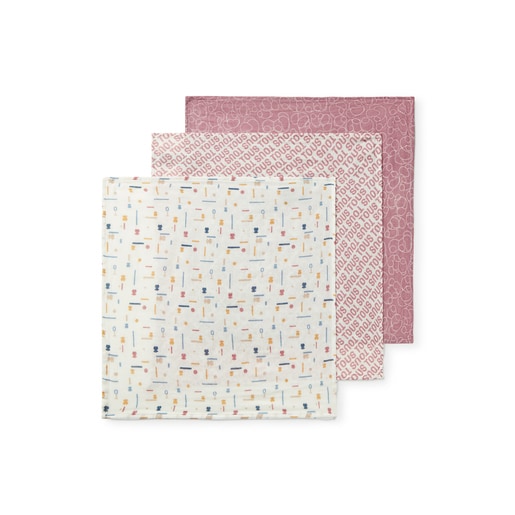 Pack of 3 muslins in MMuse pink