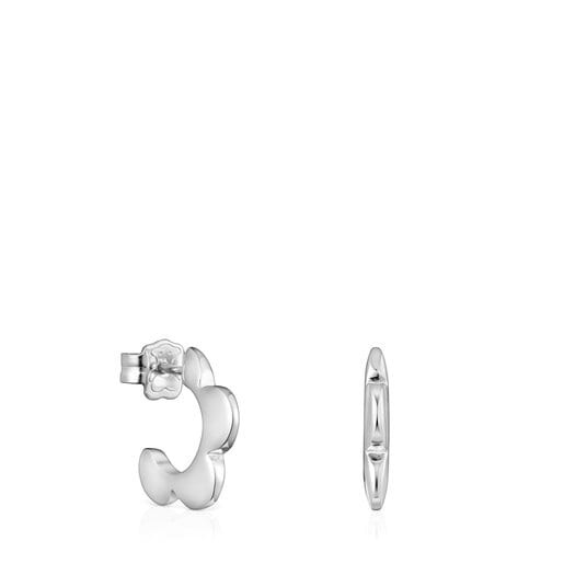 Silver Bold Motif flower Hoop earrings