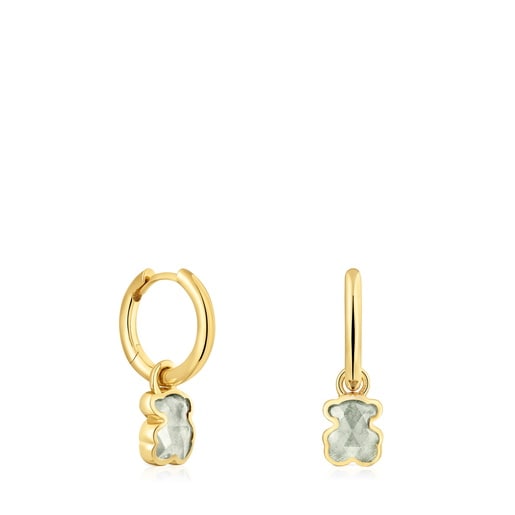 Creolen Icon Color LGG aus 18 kt vergoldetem Silber mit im Labor gezüchtetem blauem Spinell