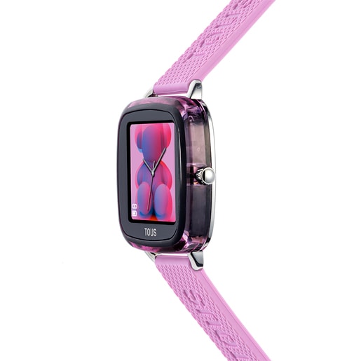 Montre smartwatch avec bracelet en silicone rose D-Connect