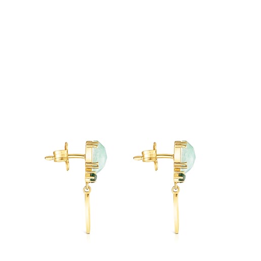 Boucles d’oreilles Fragile Nature en Argent vermeil, Amazonite et Malachites