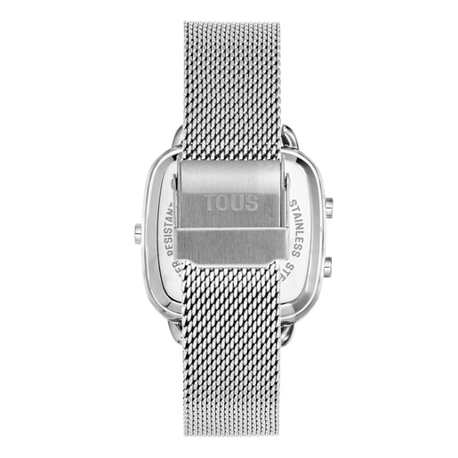 スティールストラップ付きデジタル腕時計 D-Logo New