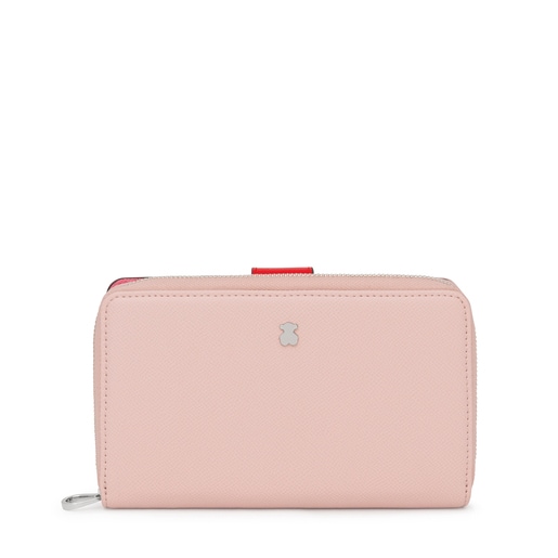 Billetera mediana New Dubai rosa y beige