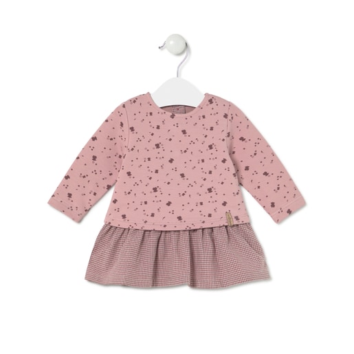 Girls dress with coordinating fabrics in Garnet pink