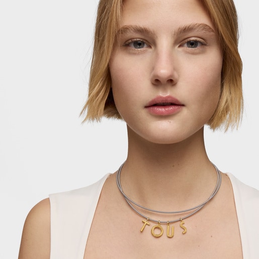 قلادة متوسطة الحجم على شكل حرف L من الفضة المطلية بالذهب عيار 18 من تشكيلة TOUS Alphabet