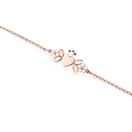 Pulsera con baño de oro rosa 18 kt sobre plata y gemas Real Sisy