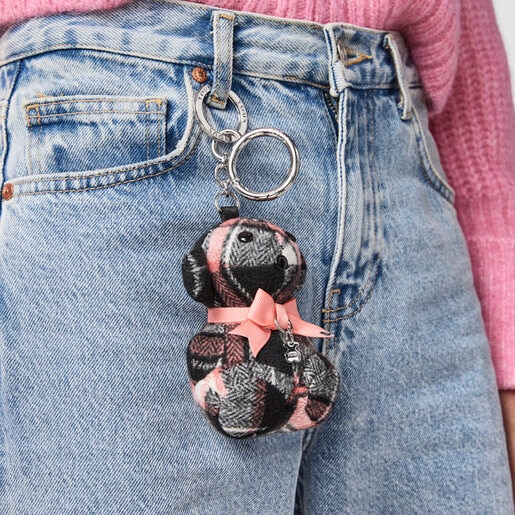 Черный брелок для ключей Teddy Bear Square