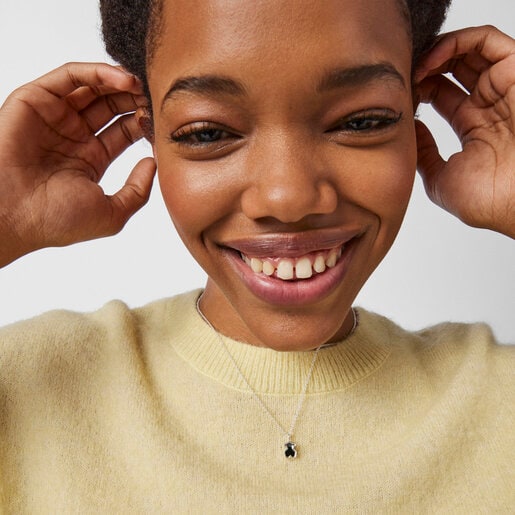 ネックレス  Areia  くま  45cm　シルバー925　オニキス　