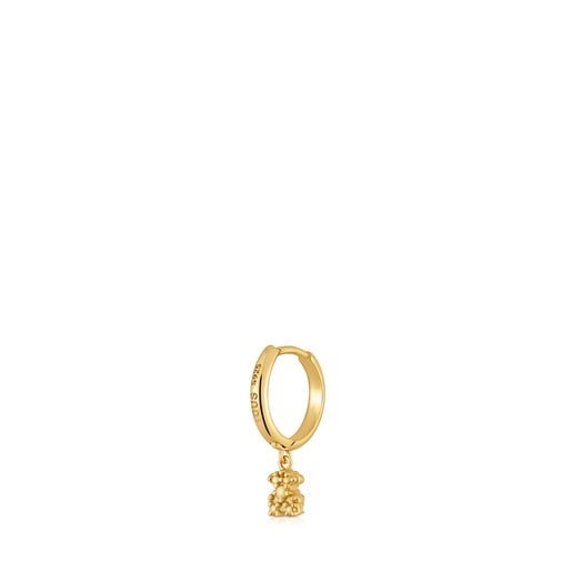 Short Hoop individual earring with 18kt gold plating over silver and bear motif TOUS Grain