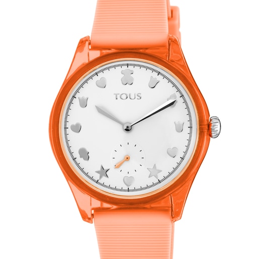 Часы Free Fresh из стали и поликарбоната с силиконовым ремешком кораллового цвета