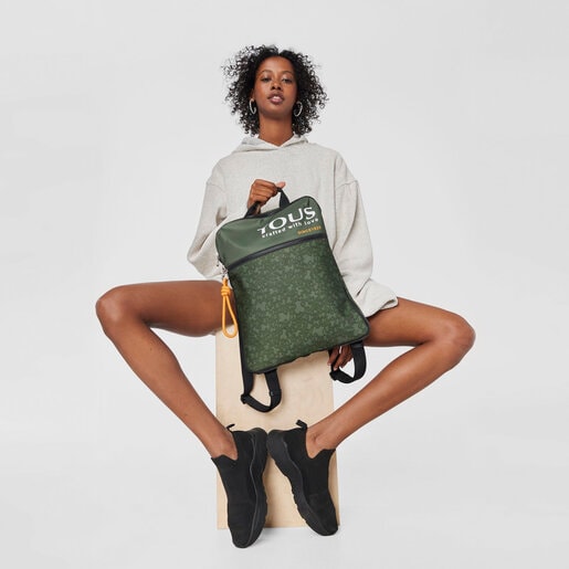 Flat khaki-colored nylon Kaos Mini Evolution Backpack