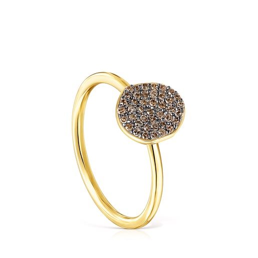 Small Silver Vermeil Nenufar Ring with Diamonds