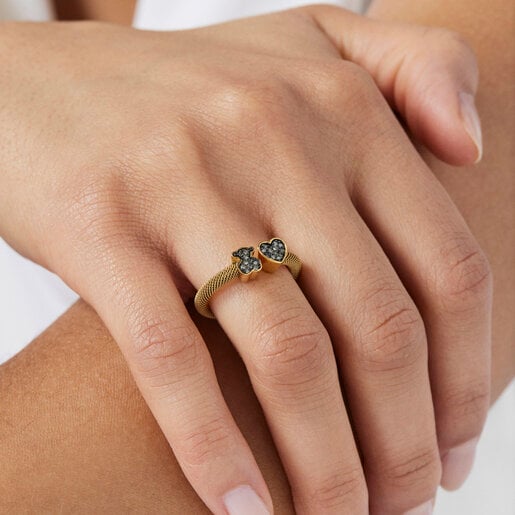 オープンリングNocturne　ダイヤモンド・ゴールドコーティング / 11号