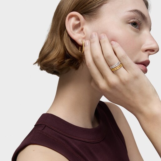 Silver vermeil TOUS Bear Row ring with bear silhouettes