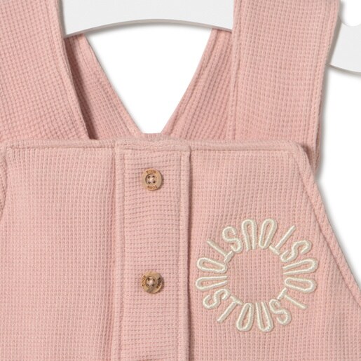 Piqué fabric baby romper in Classic pink