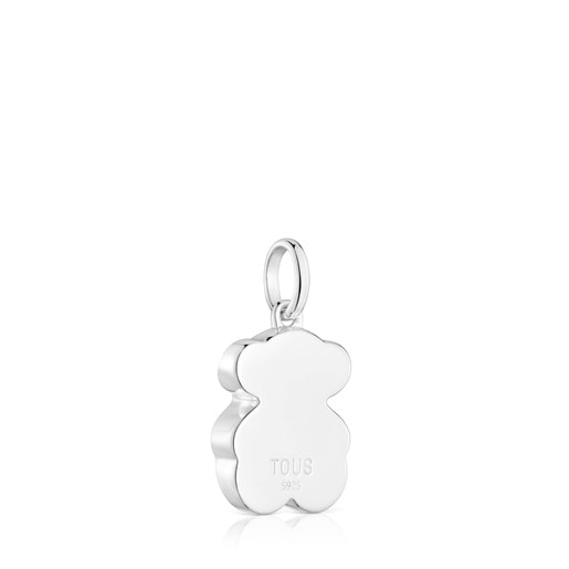 Colgante pequeño de plata y motivo oso en nácar Icon Color