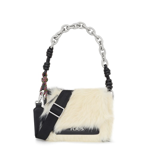 Small black and white TOUS Empire Fur Crossbody bag