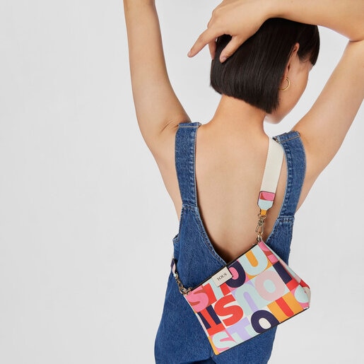 תיק צד TOUS Mimic עם תחתית שטוחה בצבע בז'