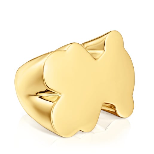 Anillo sello oso 30 mm con baño de oro 18 kt sobre plata Sweet Dolls