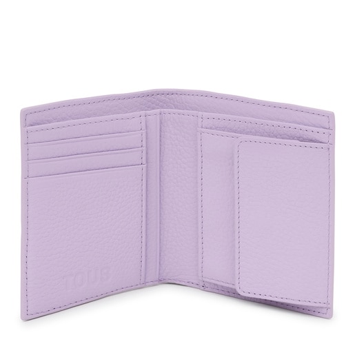 Αναδιπλούμενο πορτοφόλι για κάρτες TOUS Miranda από δέρμα σε λιλά χρώμα