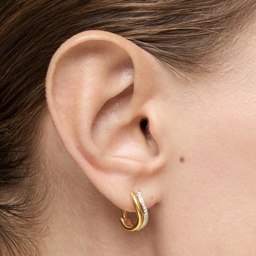 Gold double-hoop earrings with diamonds New Hav