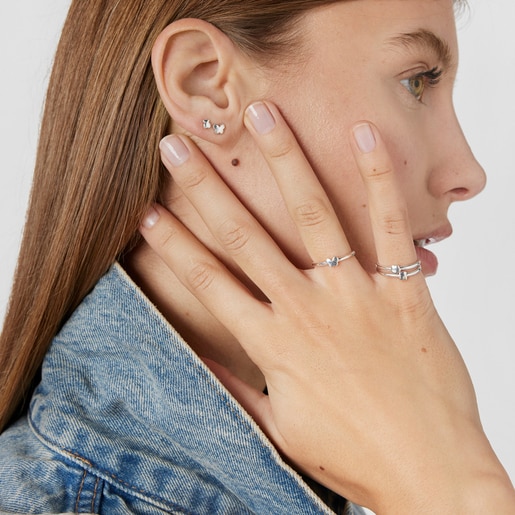 シルバーのピアス3個セット Bold Motif