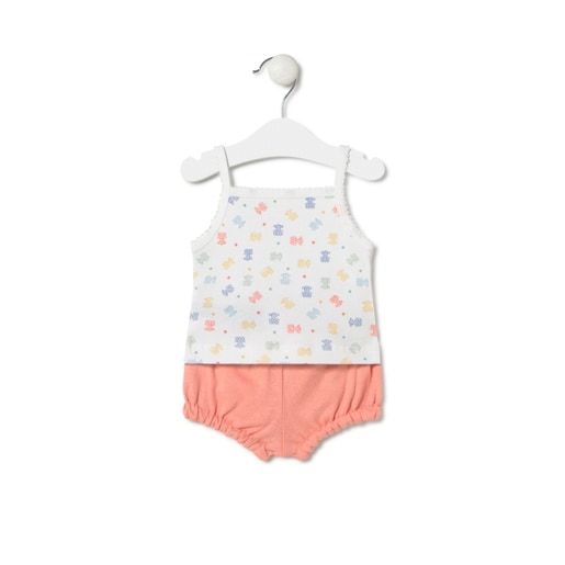 Conjunto de bebé niña de tirantes Star rosa