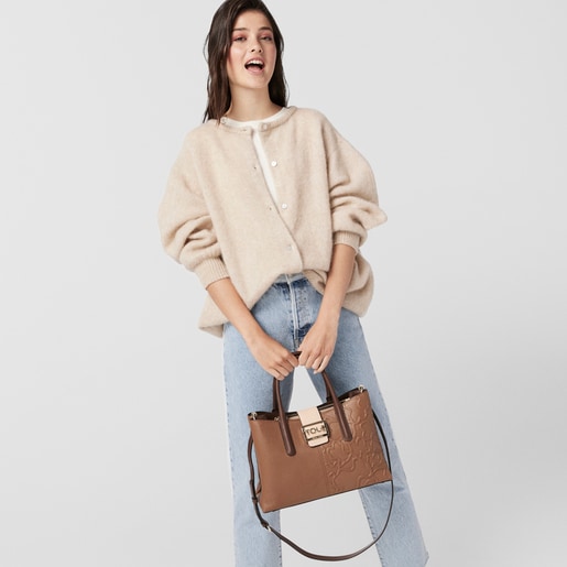 City grande Tous Icon de piel marrón y beige