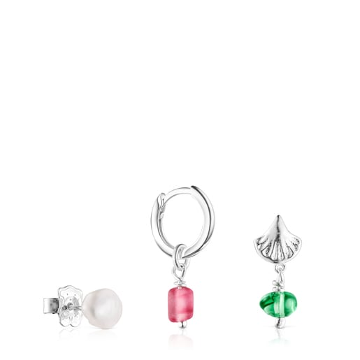 Set of Oceaan shell-pearl Earrings with pink glass | TOUS