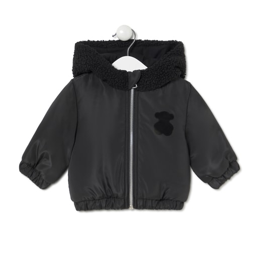 Hooded coat in Party black