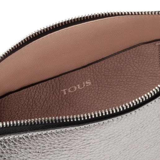 Bandolera Tous Empire plateada de piel