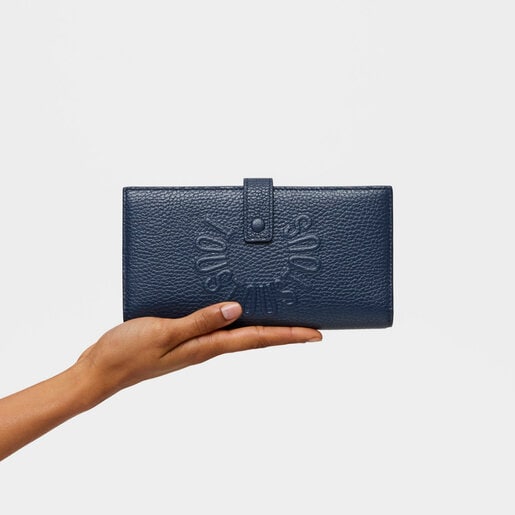 Large navy blue leather Flap wallet TOUS Miranda