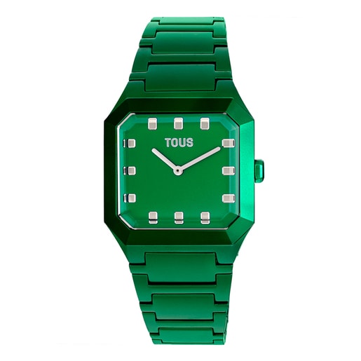 Analogowy zegarek Karat Squared z zielonym aluminiowym paskiem