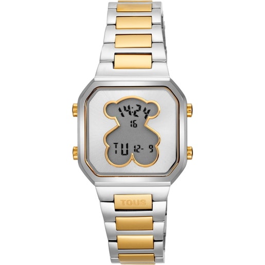 Reloj digital con brazalete de acero y acero dorado D-BEAR MINI