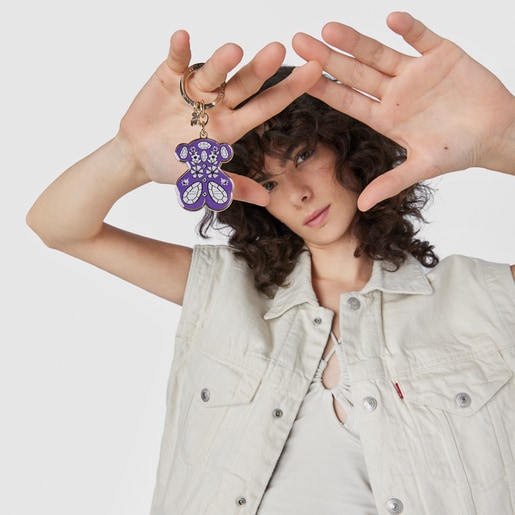 Lilac TOUS Gems bear with bandana Key ring