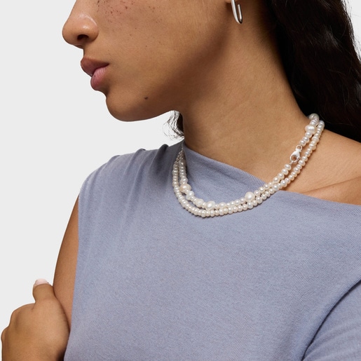 Collar de plata y perlas cultivadas grandes Sweet Dolls