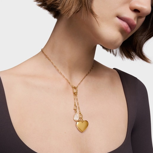 Small 18kt gold plating over silver Pendant with rock crystal quartz Medallions