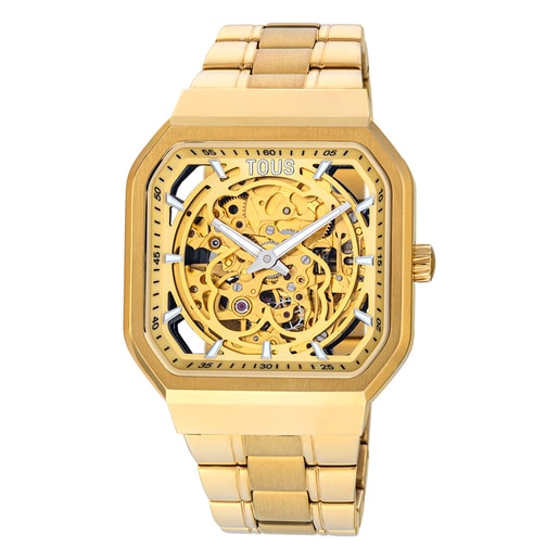 TOUS D-Bear Analogue watch with gold colored IP steel strap | Westland Mall