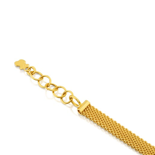 Yellow and white Gold Icon Mesh Bracelet with Diamonds Bear motif