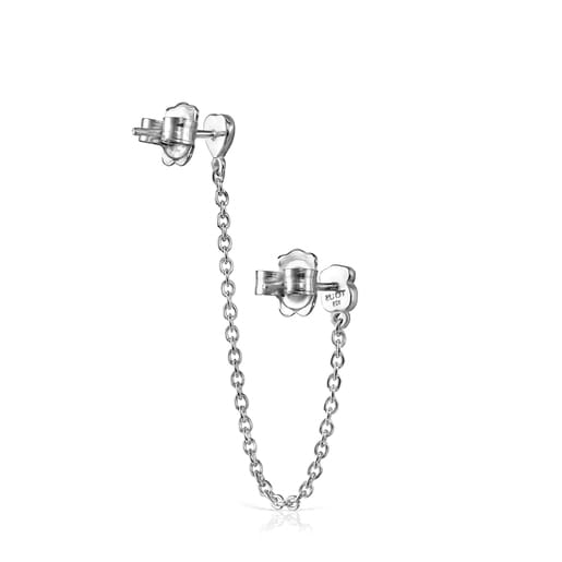 Silver with Onyx Mini Onix - Color Double Earring | TOUS