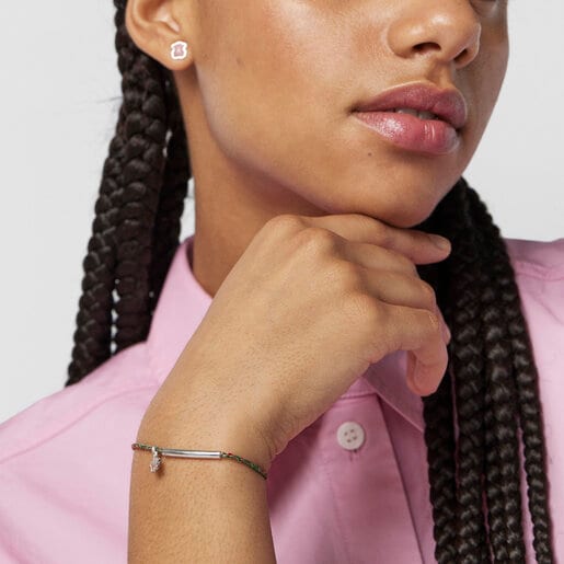 سوار زهرة TOUS Good Vibes الفضي مع حبل أحمر