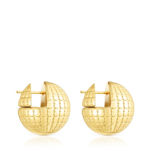 Aretes con baño de oro 18 kt sobre plata bola osos 20 mm St. Tropez Disco