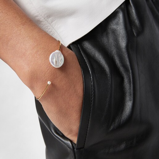 Silver Vermeil Nenufar petal Bracelet with Pearls