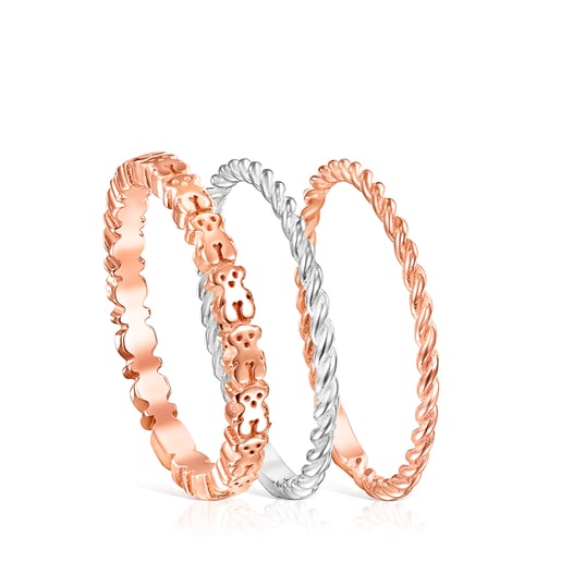 Pack de Anéis Ring Mix em Prata, Prata Vermeil e Prata Vermeil rosa