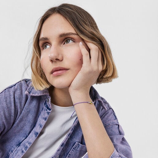 Pulsera de cordón morado con amatista y esmalte TOUS Vibrant Colors